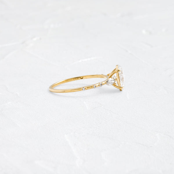Three Stone & Pave-Oval Lab Grown Diamond Engagement Ring - Solitaire-Oval Lab Grown Diamond Engagement Ring