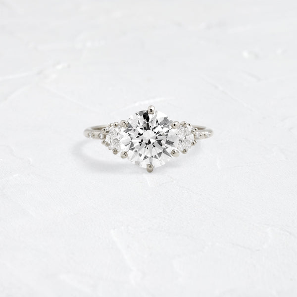 Cluster-Round Lab Grown Diamond Engagement Ring - Solitaire-Oval Lab Grown Diamond Engagement Ring