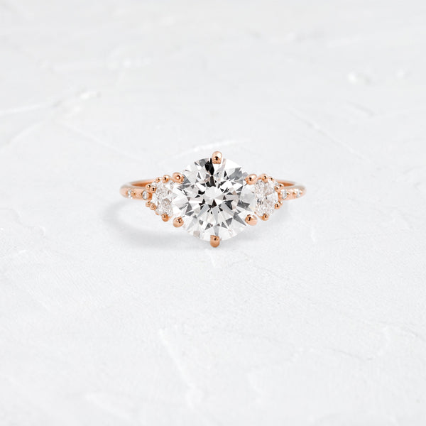 Cluster-Round Lab Grown Diamond Engagement Ring - Solitaire-Oval Lab Grown Diamond Engagement Ring