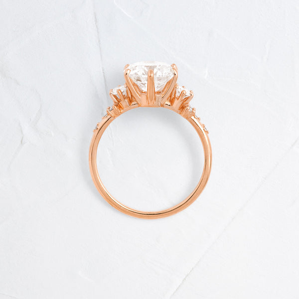 Cluster-Round Lab Grown Diamond Engagement Ring - Solitaire-Oval Lab Grown Diamond Engagement Ring