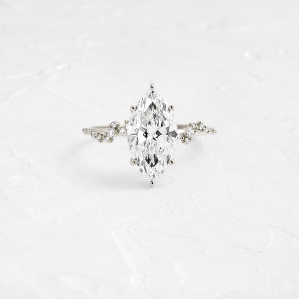 Cluster-Marquise Lab Grown Diamond Engagement Ring - Solitaire-Oval Lab Grown Diamond Engagement Ring