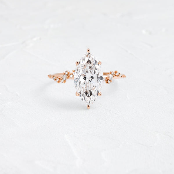 Cluster-Marquise Lab Grown Diamond Engagement Ring - Solitaire-Oval Lab Grown Diamond Engagement Ring