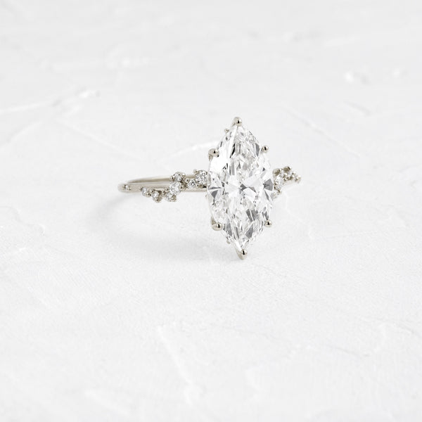 Cluster-Marquise Lab Grown Diamond Engagement Ring - Solitaire-Oval Lab Grown Diamond Engagement Ring