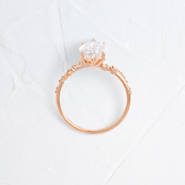 Cluster-Marquise Lab Grown Diamond Engagement Ring - Solitaire-Oval Lab Grown Diamond Engagement Ring