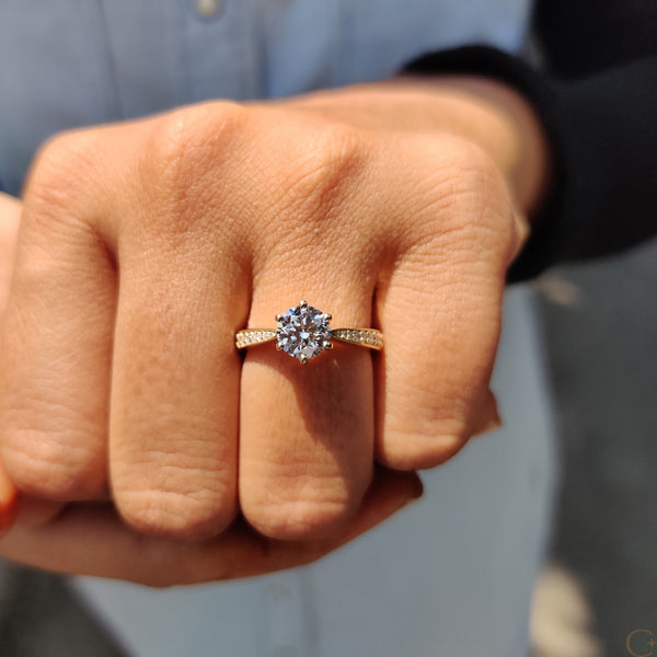 1.0 CT Round Tapered Pave Style Lab Grown Diamond Engagement Ring - 8 e4d33498 d3e8 4f80 84e8 730665ea3089