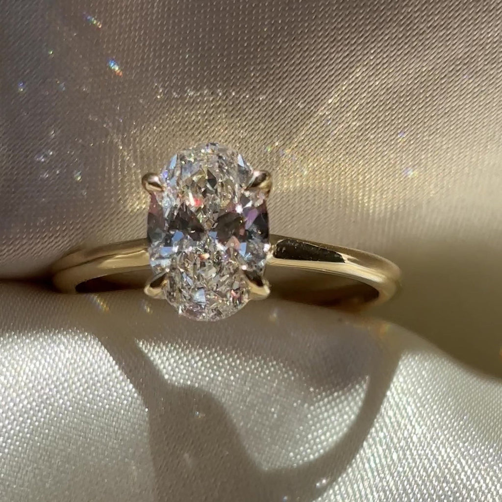 Solitaire Low Profile- 1.5 CT Oval Moissanite Engagement Ring