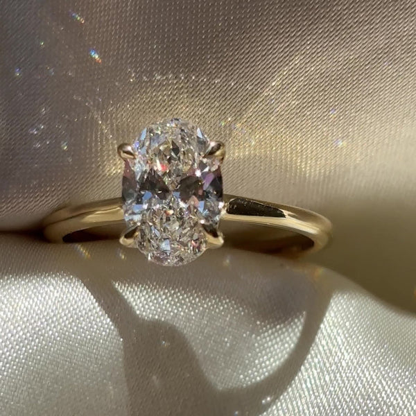 Solitaire Low Profile- 1.5 CT Oval Moissanite Engagement Ring - Solitaire Low Profile- 1.5 CT Oval Moissanite Engagement Ring