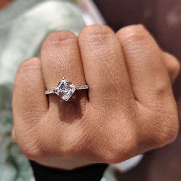1.50 CT Asscher Hidden Halo & Pave Style Lab Grown Diamond Engagement Ring - 8copy e347c682 681e 4758 9edd 04b236ffd6c7