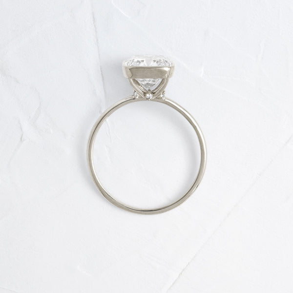 Bezel with Hidden Stone-Cushion Lab Grown Diamond Engagement Ring - Solitaire-Oval Lab Grown Diamond Engagement Ring