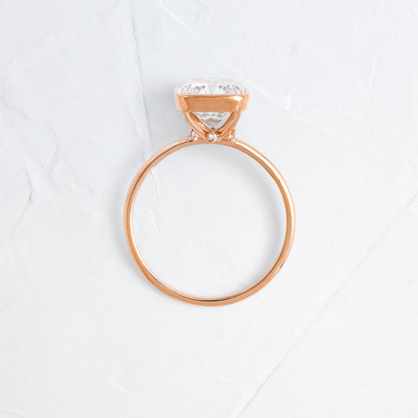 Bezel with Hidden Stone-Cushion Lab Grown Diamond Engagement Ring - Solitaire-Oval Lab Grown Diamond Engagement Ring