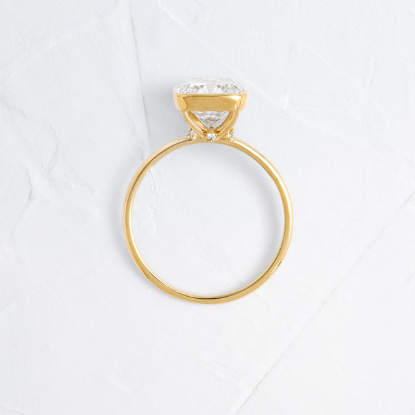 Bezel with Hidden Stone-Cushion Lab Grown Diamond Engagement Ring - Solitaire-Oval Lab Grown Diamond Engagement Ring