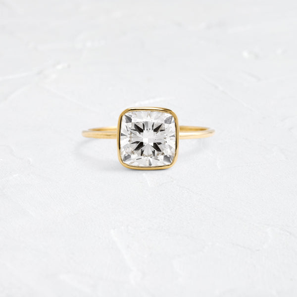 Bezel with Hidden Stone-Cushion Lab Grown Diamond Engagement Ring - Solitaire-Oval Lab Grown Diamond Engagement Ring
