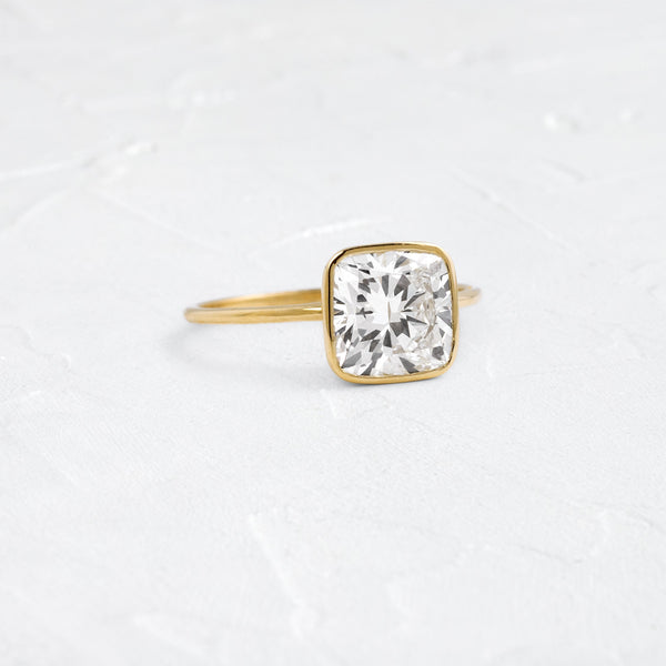 Bezel with Hidden Stone-Cushion Lab Grown Diamond Engagement Ring - Solitaire-Oval Lab Grown Diamond Engagement Ring