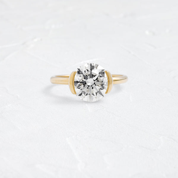 Solitaire Half Bezel-Round Lab Grown Diamond Engagement Ring - Solitaire-Oval Lab Grown Diamond Engagement Ring