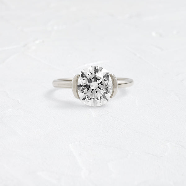 Solitaire Half Bezel-Round Lab Grown Diamond Engagement Ring - Solitaire-Oval Lab Grown Diamond Engagement Ring