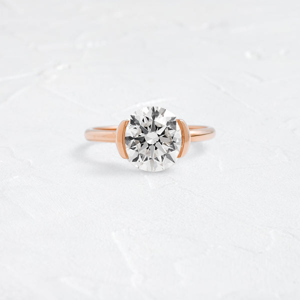 Solitaire Half Bezel-Round Lab Grown Diamond Engagement Ring - Solitaire-Oval Lab Grown Diamond Engagement Ring