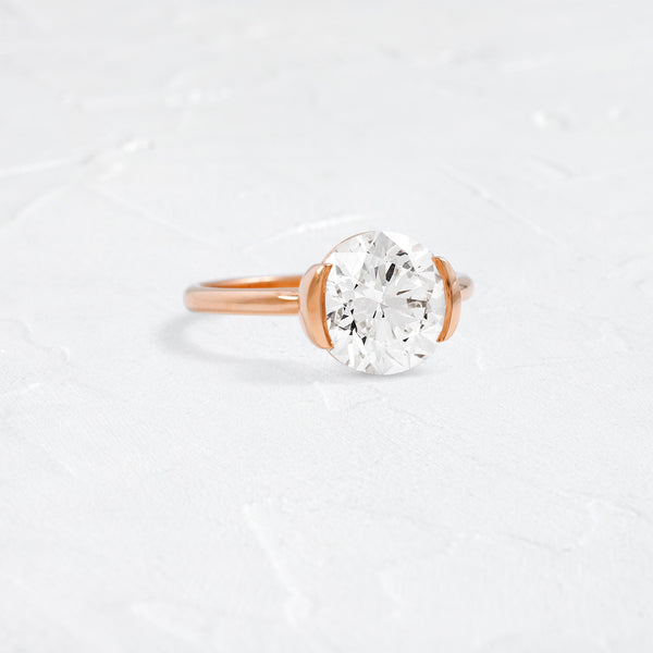 Solitaire Half Bezel-Round Lab Grown Diamond Engagement Ring - Solitaire-Oval Lab Grown Diamond Engagement Ring