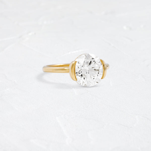 Solitaire Half Bezel-Round Lab Grown Diamond Engagement Ring - Solitaire-Oval Lab Grown Diamond Engagement Ring