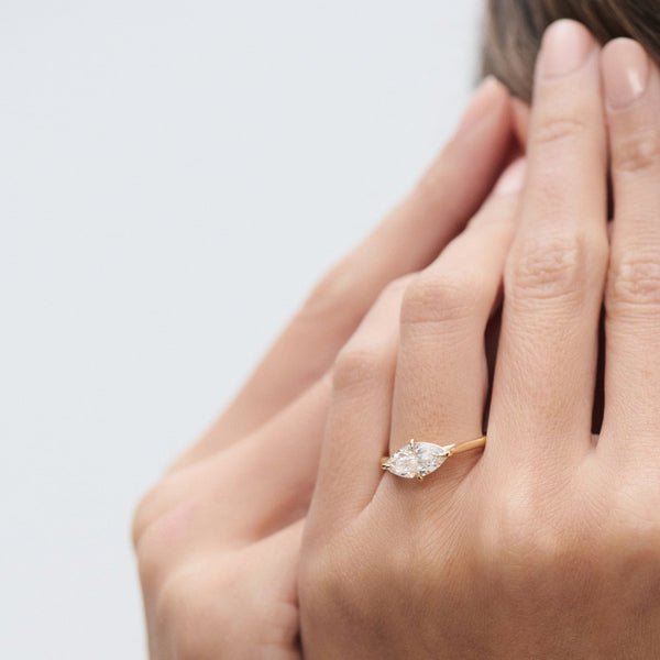 East West Solitaire Cathedral-Marquise Lab Grown Diamond Engagement Ring - Solitaire-Oval Lab Grown Diamond Engagement Ring