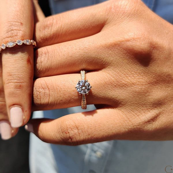 1.0 CT Round Tapered Pave Style Lab Grown Diamond Engagement Ring - 9 9aaa9ab6 e9ac 454c 8df4 9b8a6f42c340