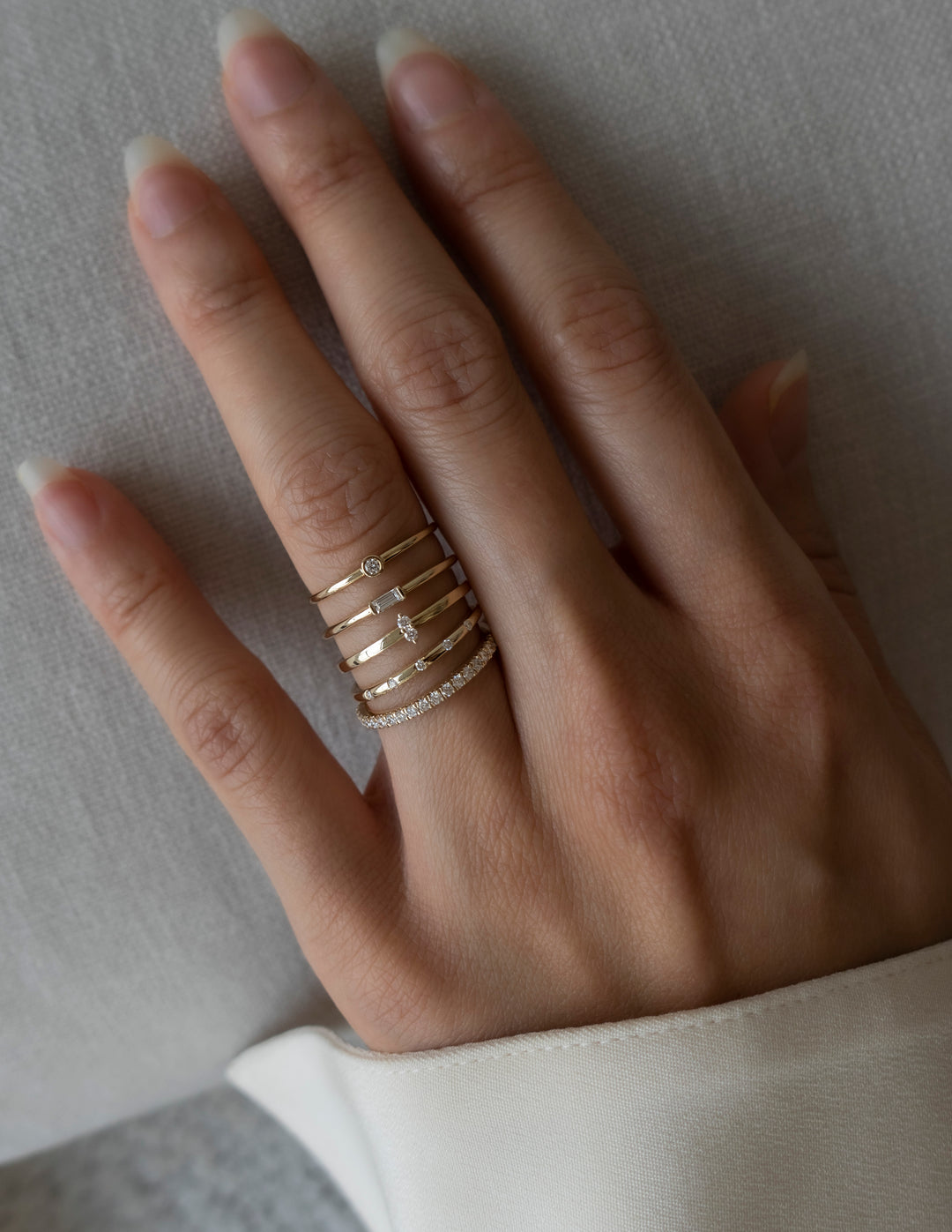 Two Stone Dainty | Stackable Ring- 0.008 CT Round Moissanite Wedding Band