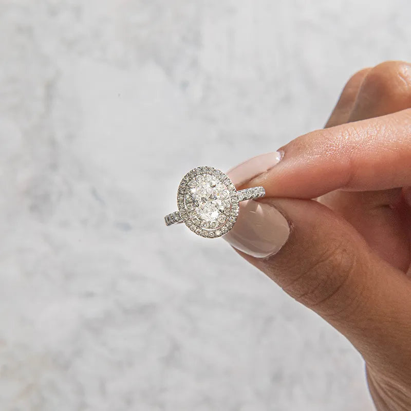 Double Halo & Pave-Oval Lab Grown Diamond Engagement Ring