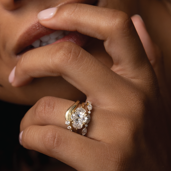 Three Stone Cathedral- 1.7 CT Oval Moissanite Engagement Ring - Solitaire- 1.0 CT Oval Moissanite Engagement Ring