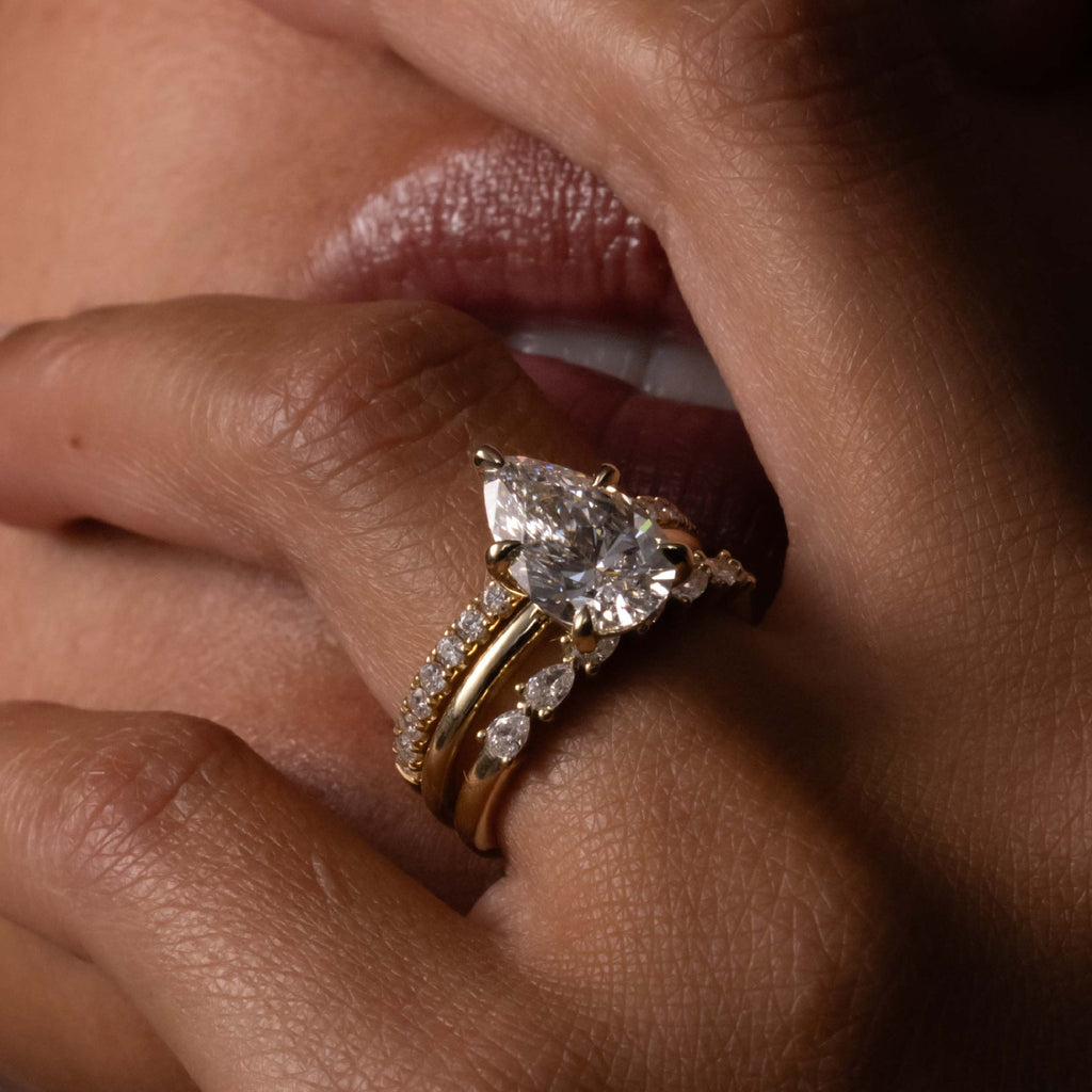Half Eternity- 0.20 CT Oval Moissanite Wedding Band