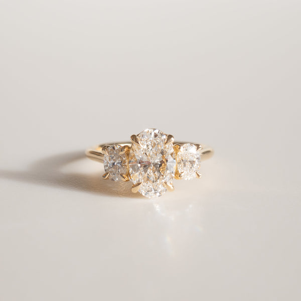 Three Stone-Oval Lab Grown Diamond Engagement Ring - Solitaire-Oval Lab Grown Diamond Engagement Ring