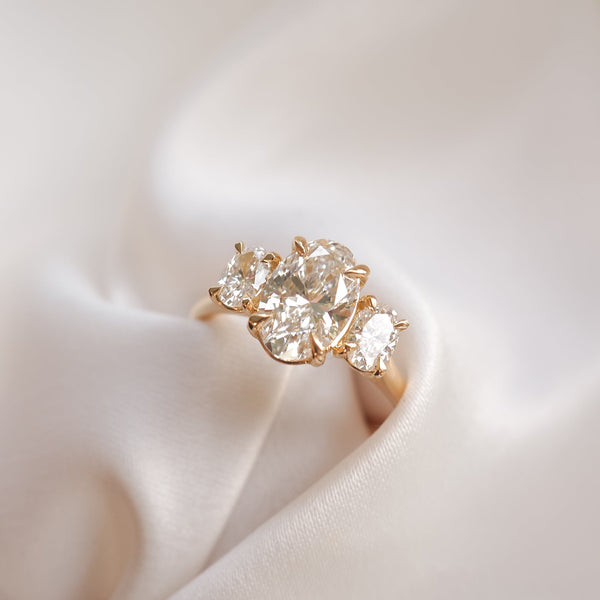 Three Stone-Oval Lab Grown Diamond Engagement Ring - Solitaire-Oval Lab Grown Diamond Engagement Ring