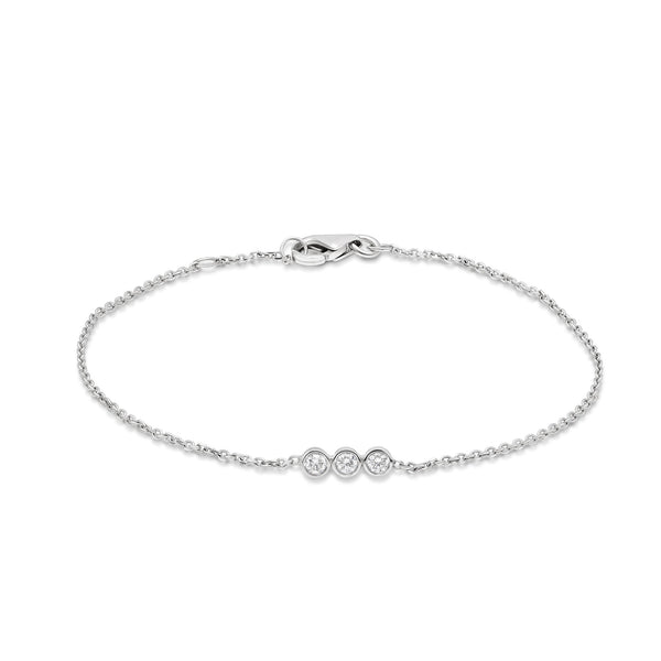 Three Stone Bezel-0.3 CT Round Lab Grown Diamond Bracelets - Solitaire Bezel-1.0 CT Oval Lab Grown Diamond Bracelets