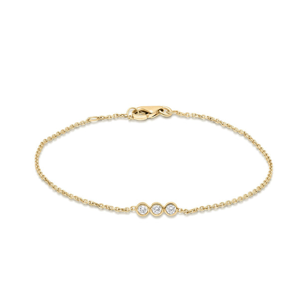 Three Stone Bezel-0.3 CT Round Lab Grown Diamond Bracelets - Solitaire Bezel-1.0 CT Oval Lab Grown Diamond Bracelets