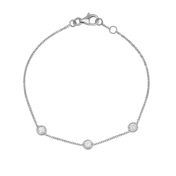Floating Bezel-0.3 CT Round Lab Grown Diamond Bracelets - Solitaire Bezel-1.0 CT Oval Lab Grown Diamond Bracelets