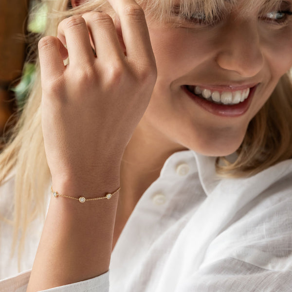 Floating Bezel-0.3 CT Round Lab Grown Diamond Bracelets - Solitaire Bezel-1.0 CT Oval Lab Grown Diamond Bracelets
