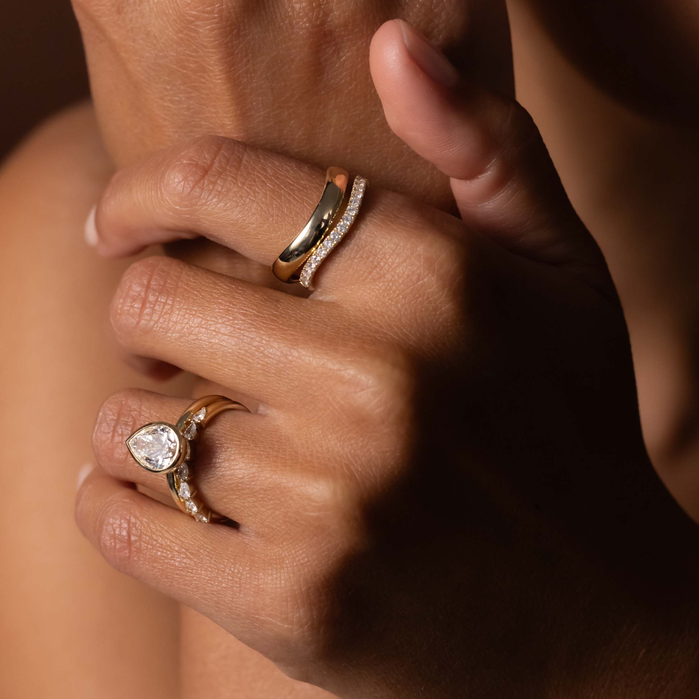 Half Eternity- 0.20 CT Oval Moissanite Wedding Band