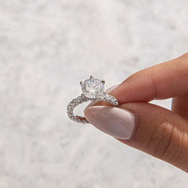 Pave-Round Lab Grown Diamond Engagement Ring - Pave-Round Lab Grown Diamond Engagement Ring