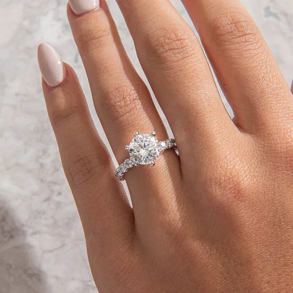 Pave-Round Lab Grown Diamond Engagement Ring - Pave-Round Lab Grown Diamond Engagement Ring