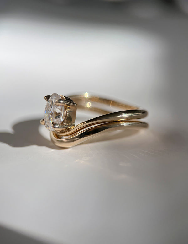 Curved Plain- Wedding Band - Eternity- 0.50 CT Round Lab Grown Diamond Wedding Band