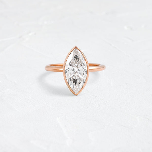 Solitaire Bezel with Hidden Stones-Marquise Lab Grown Diamond Engagement Ring - Solitaire-Oval Lab Grown Diamond Engagement Ring