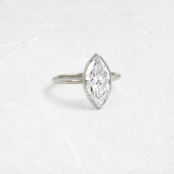 Solitaire Bezel with Hidden Stones-Marquise Lab Grown Diamond Engagement Ring - Solitaire-Oval Lab Grown Diamond Engagement Ring