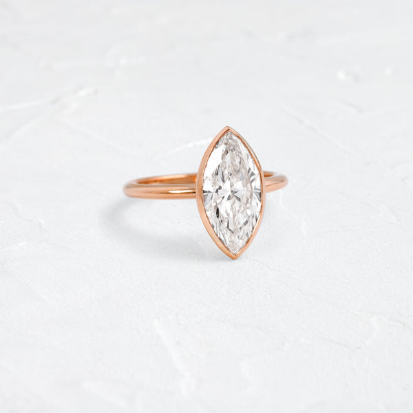 Solitaire Bezel with Hidden Stones-Marquise Lab Grown Diamond Engagement Ring - Solitaire-Oval Lab Grown Diamond Engagement Ring