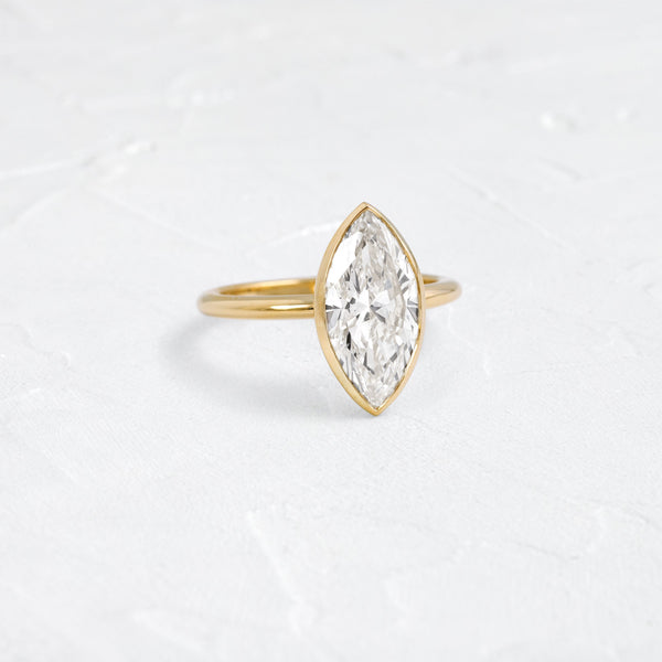 Solitaire Bezel with Hidden Stones-Marquise Lab Grown Diamond Engagement Ring - Solitaire-Oval Lab Grown Diamond Engagement Ring