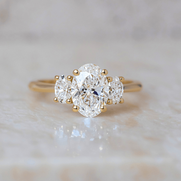 Three Stone with Hidden Details-Oval Lab Grown Diamond Engagement Ring - Solitaire-Oval Lab Grown Diamond Engagement Ring