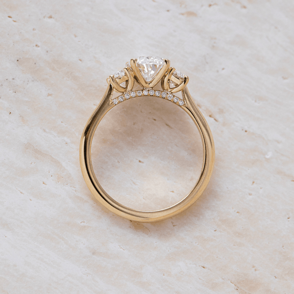 Three Stone with Hidden Details-Oval Lab Grown Diamond Engagement Ring - Solitaire-Oval Lab Grown Diamond Engagement Ring