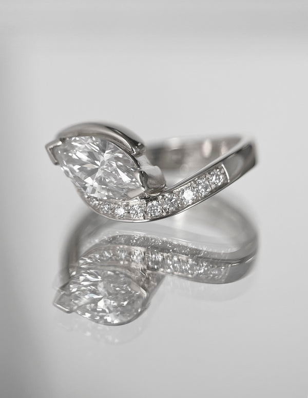 Solitaire Rapture Pave-Marquise Lab Grown Diamond Engagement Ring - Solitaire-Oval Lab Grown Diamond Engagement Ring