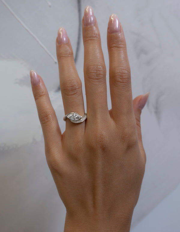 Solitaire Rapture Pave-Marquise Lab Grown Diamond Engagement Ring - Solitaire-Oval Lab Grown Diamond Engagement Ring