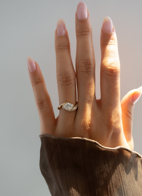 Solitaire Rapture Pave-Oval Lab Grown Diamond Engagement Ring - Solitaire-Oval Lab Grown Diamond Engagement Ring