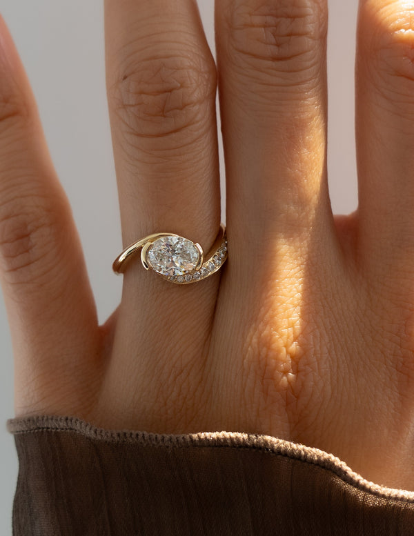 Solitaire Rapture Pave-Oval Lab Grown Diamond Engagement Ring - Solitaire-Oval Lab Grown Diamond Engagement Ring