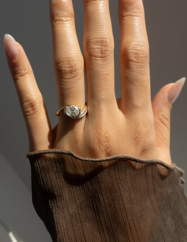 Solitaire Rapture Pave-Oval Lab Grown Diamond Engagement Ring - Solitaire-Oval Lab Grown Diamond Engagement Ring