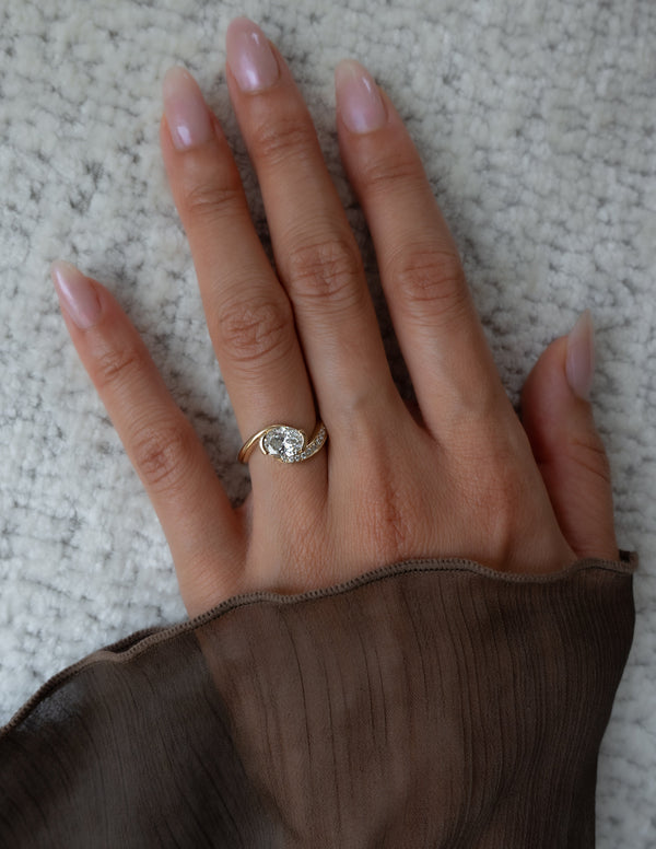 Solitaire Rapture Pave-Oval Lab Grown Diamond Engagement Ring - Solitaire-Oval Lab Grown Diamond Engagement Ring